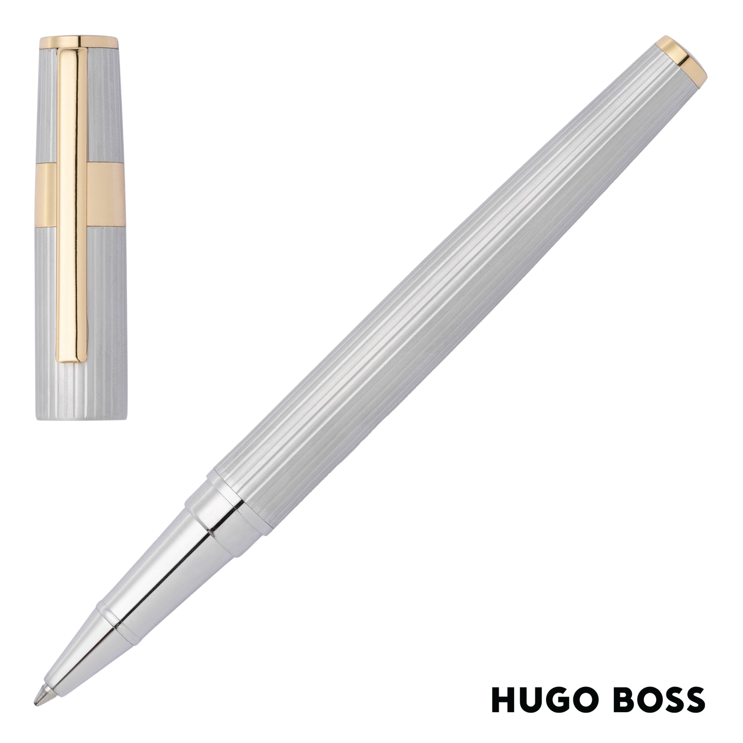 Hugo Boss Pen Gear Pinstripe Silver/Gold Rollerball (HSV2855B)