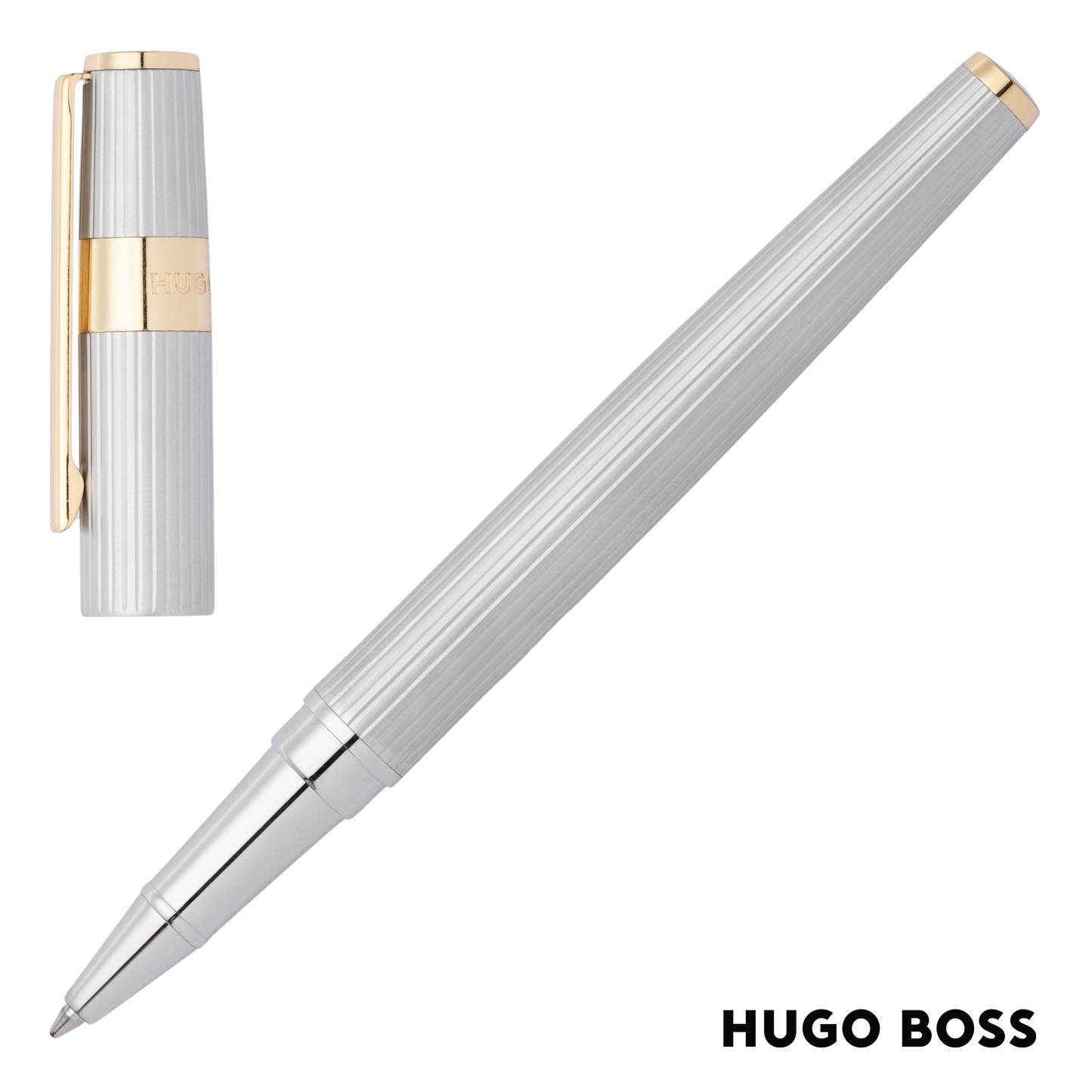 Hugo Boss Pen Gear Pinstripe Silver/Gold Rollerball (HSV2855B)