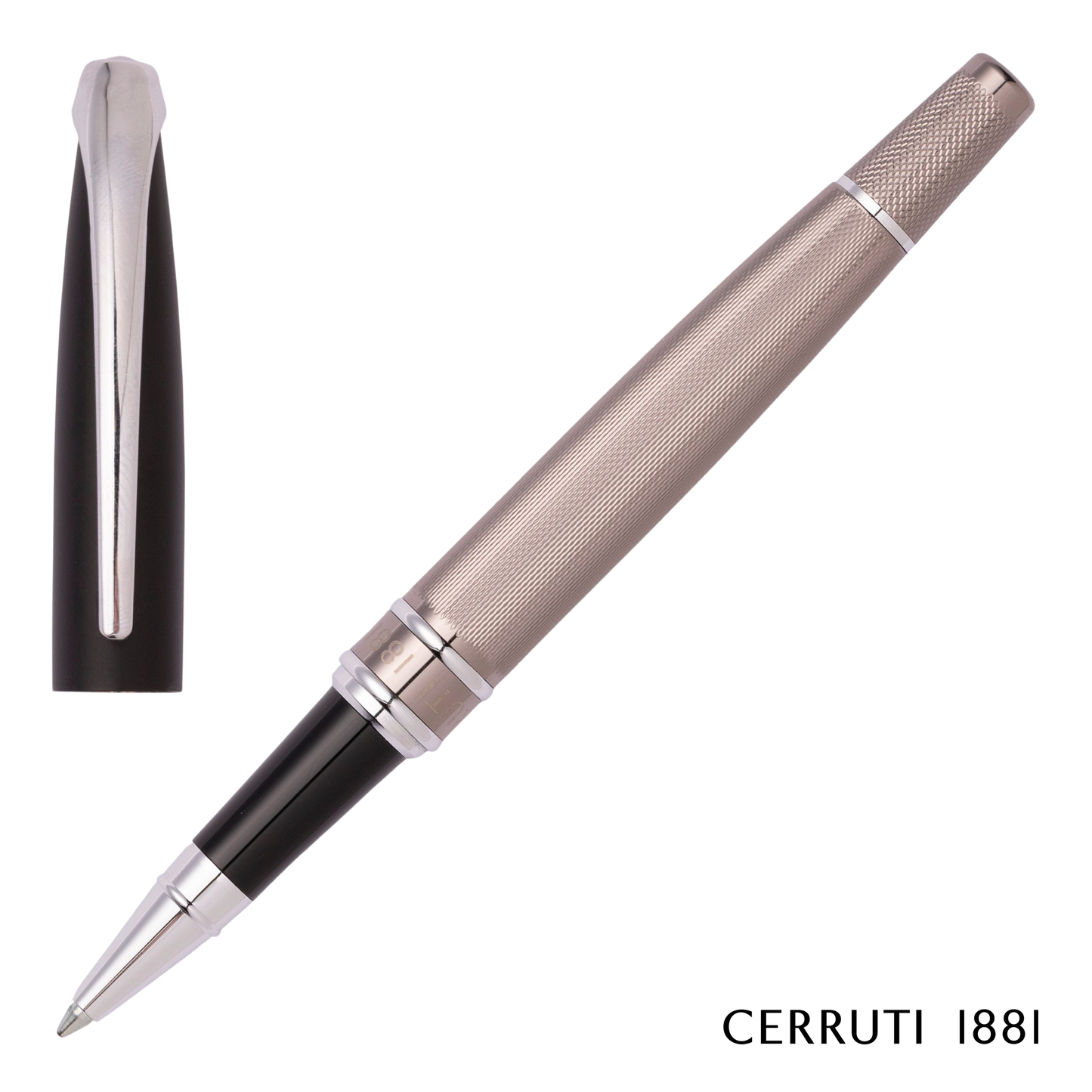 Cerruti 1881 Pen Set Abbey Diamond Gun (Ballpoint pen & Rollerball pen - NPBR245D)