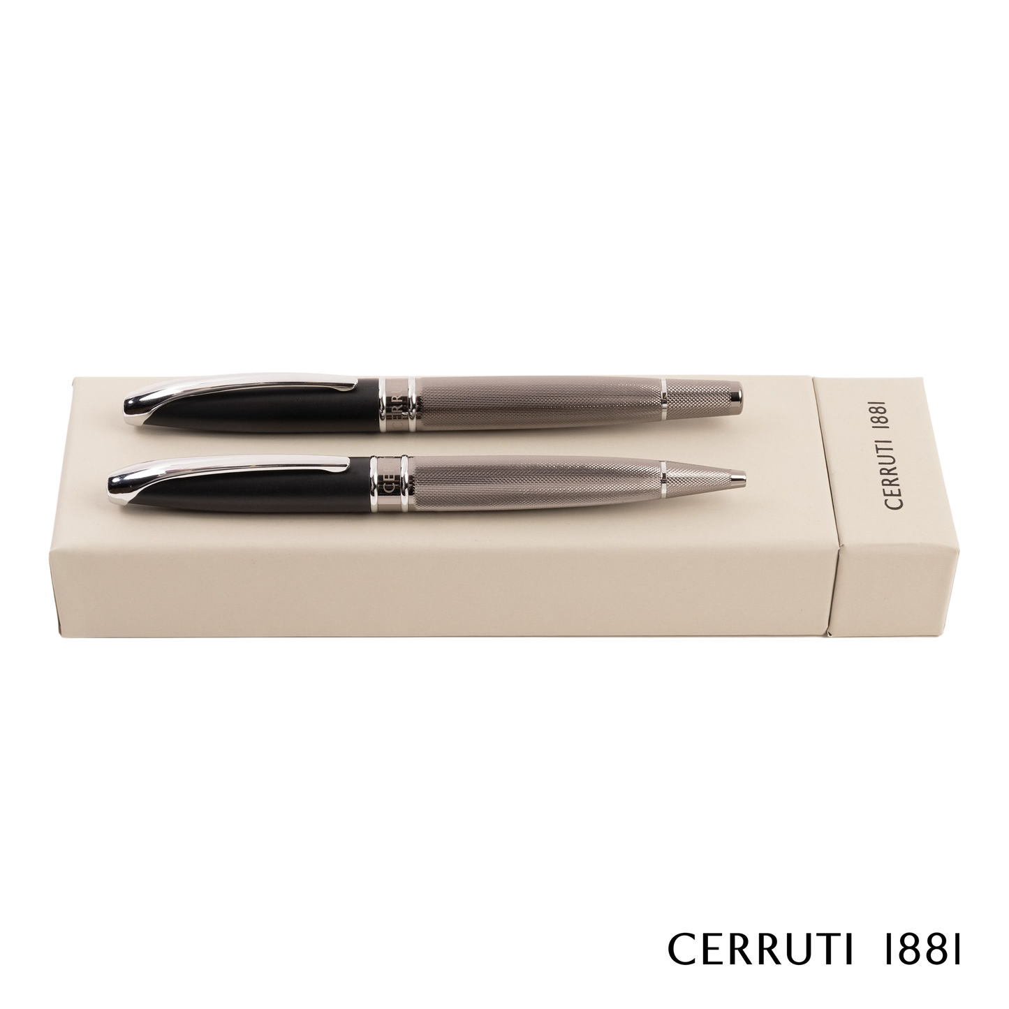 Cerruti 1881 Pen Set Abbey Diamond Gun (Ballpoint pen & Rollerball pen - NPBR245D)