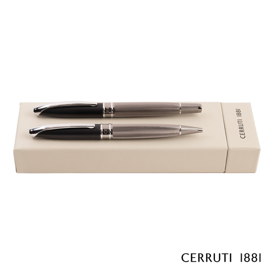 Cerruti 1881 Pen Set Abbey Diamond Gun (Ballpoint pen & Rollerball pen - NPBR245D)