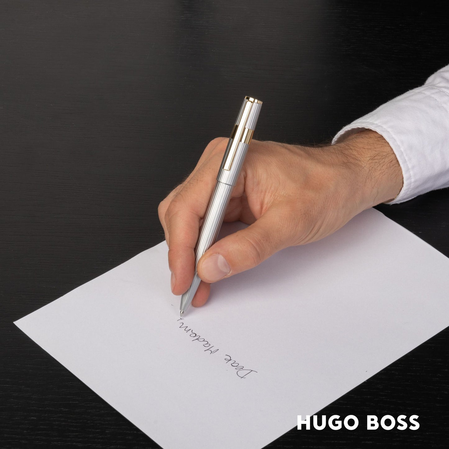 Hugo Boss Pen Gear Pinstripe Silver/Gold Ballpoint (HSV2854B)