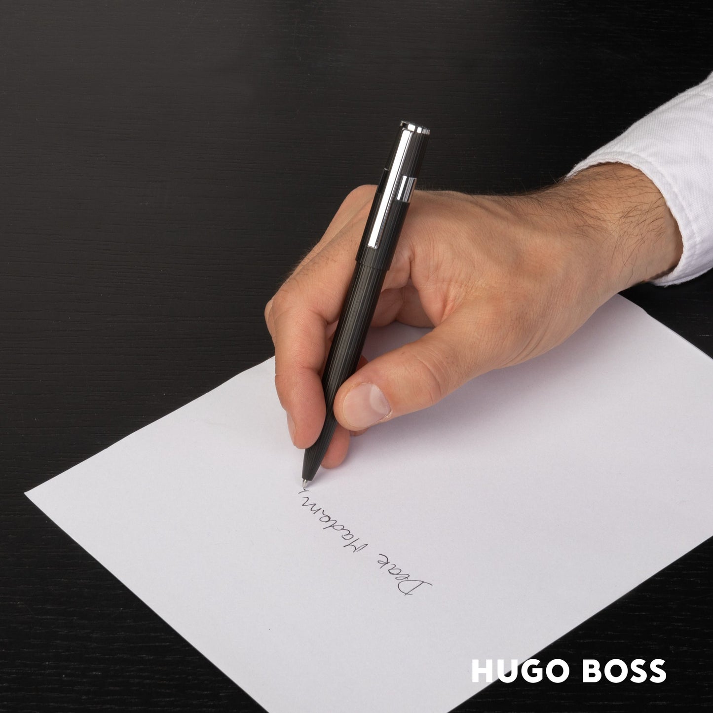 Hugo Boss Pen Gear Pinstripe Black/Chrome Ballpoint (HSV2854A)