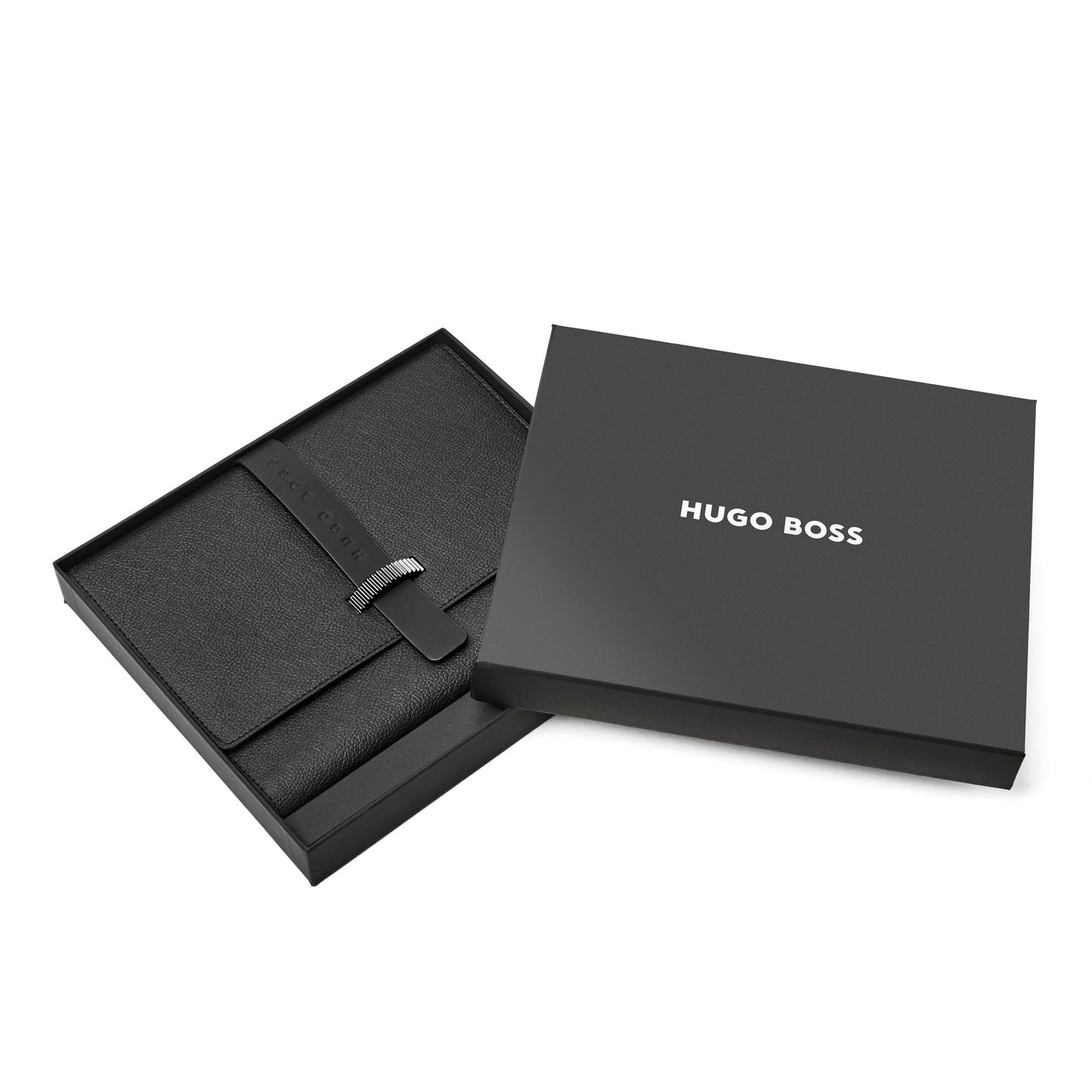 Hugo Boss Pen Set Illusion Gear Black A5 Folder & Illusion Gear Black (HPBM212A)